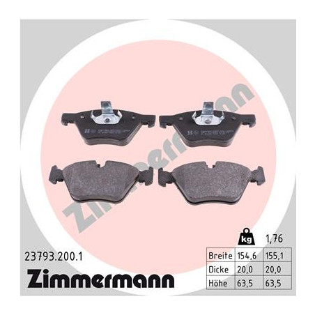 ZIMMERMANN 23793.200.1 Brzdové destičky Přední pro