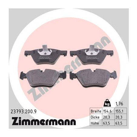 ZIMMERMANN 23793.200.9 Klocki hamulcowe Przód dla