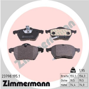 ZIMMERMANN 23798.195.1 Brzdové platničky Predné pre