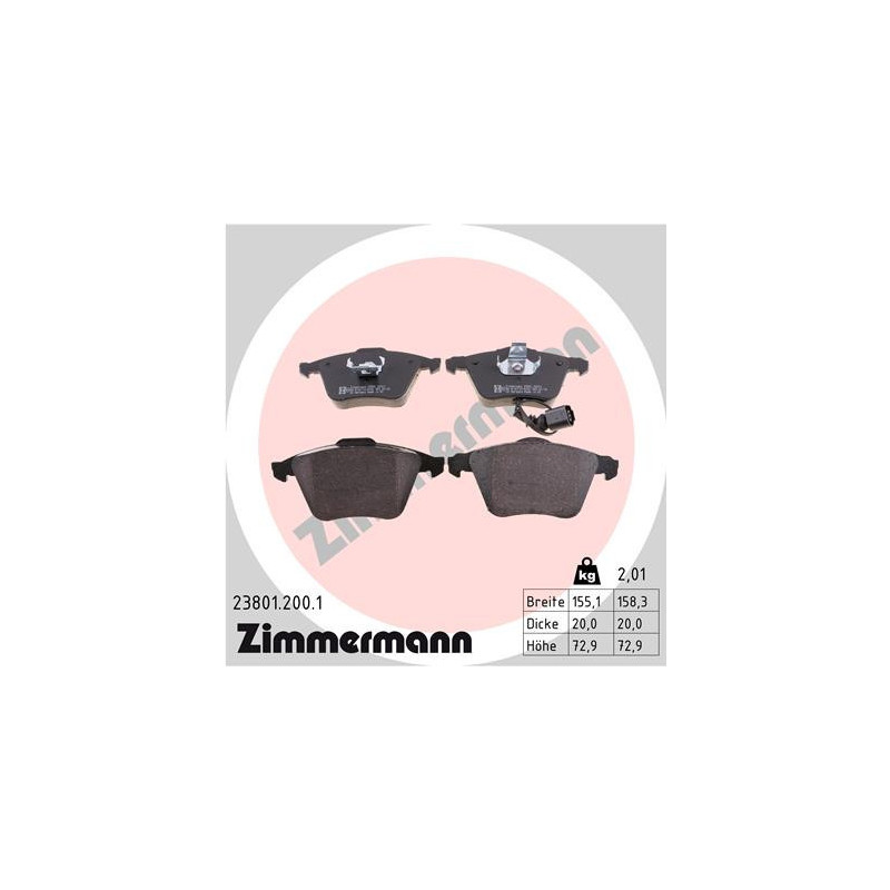 ZIMMERMANN 23801.200.1 Bremsbeläge