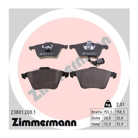 ZIMMERMANN 23801.200.1 Bremsbeläge