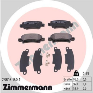 ZIMMERMANN 23816.160.1 Brzdové platničky Zadné pre