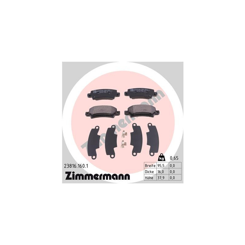ZIMMERMANN 23816.160.1 Brake Pads Set Rear for