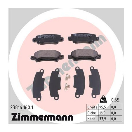 ZIMMERMANN 23816.160.1 Plaquettes de frein Arrière pour
