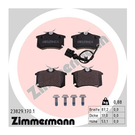 ZIMMERMANN 23829.170.1 Pastillas de freno Trasero para