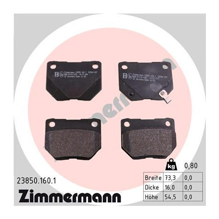 ZIMMERMANN 23850.160.1 Brake Pads Set