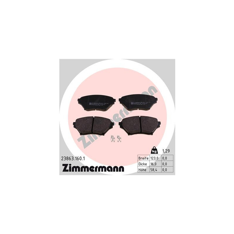 ZIMMERMANN 23863.160.1 Klocki hamulcowe Przód dla