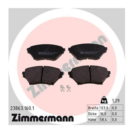 ZIMMERMANN 23863.160.1 Pastillas de freno Delantero para