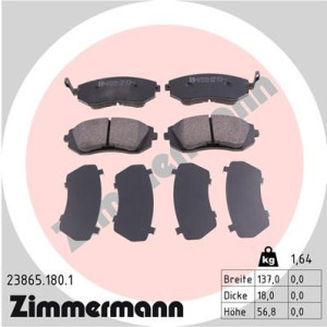 ZIMMERMANN 23865.180.1 Pastillas de freno Delantero para