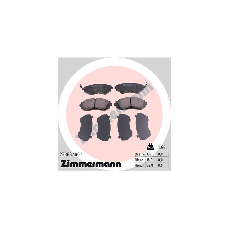 ZIMMERMANN 23865.180.1 Bremsbeläge Vorne für