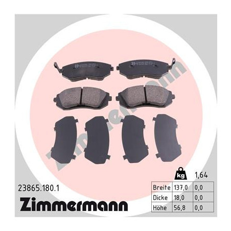 ZIMMERMANN 23865.180.1 Klocki hamulcowe Przód dla