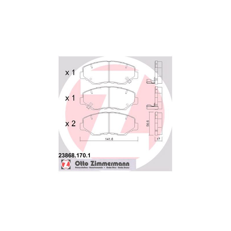 ZIMMERMANN 23868.170.1 Brzdové destičky Přední pro
