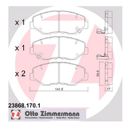 ZIMMERMANN 23868.170.1 Brake Pads Set Front for