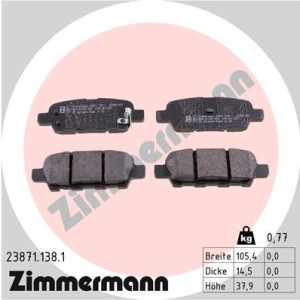ZIMMERMANN 23871.138.1 Brzdové platničky Zadné pre