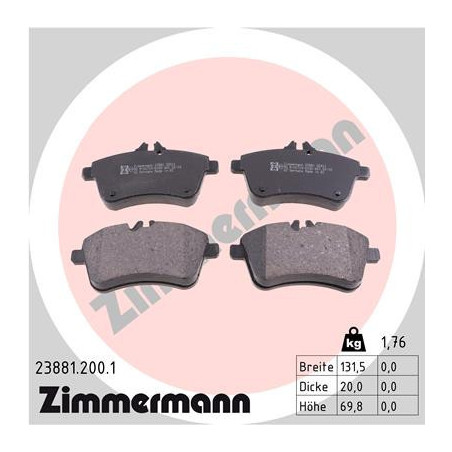 ZIMMERMANN 23881.200.1 Klocki hamulcowe Przód dla