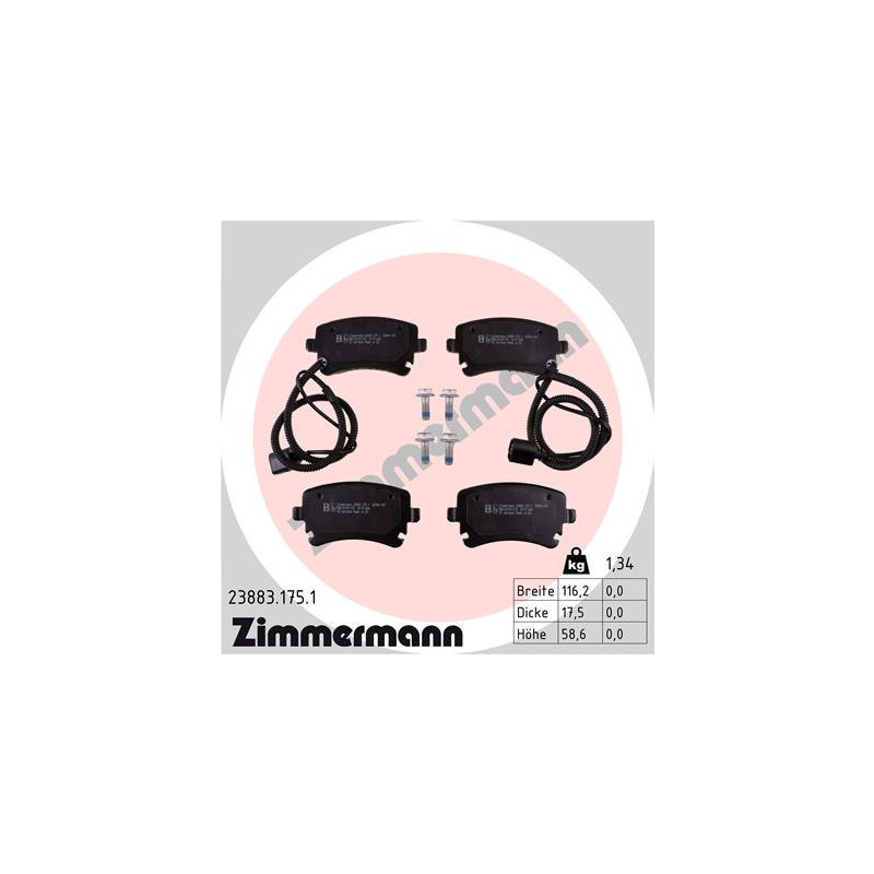 ZIMMERMANN 23883.175.1 Brzdové destičky Zadní pro