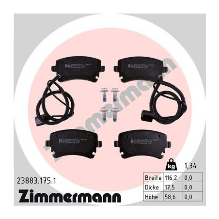 ZIMMERMANN 23883.175.1 Brake Pads Set Rear for