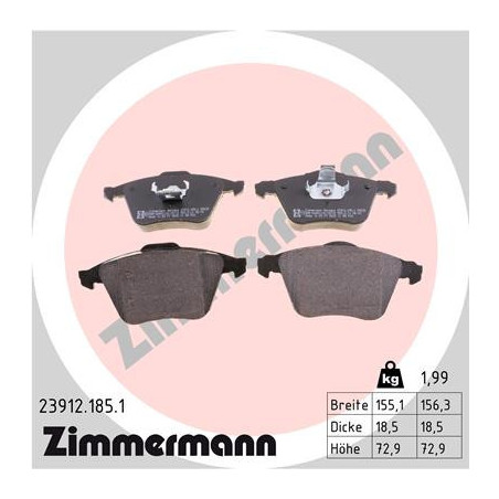 ZIMMERMANN 23912.185.1 Pastillas de freno
