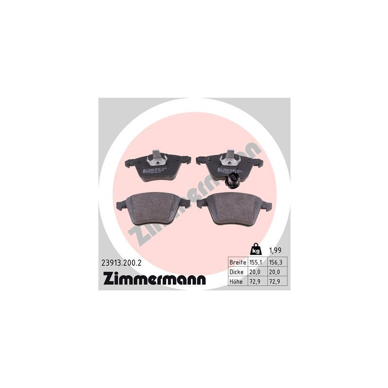 ZIMMERMANN 23913.200.2 Brzdové destičky