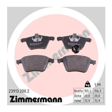 ZIMMERMANN 23913.200.2 Klocki hamulcowe
