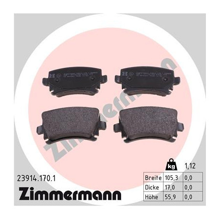 ZIMMERMANN 23914.170.1 Brake Pads Set Rear for