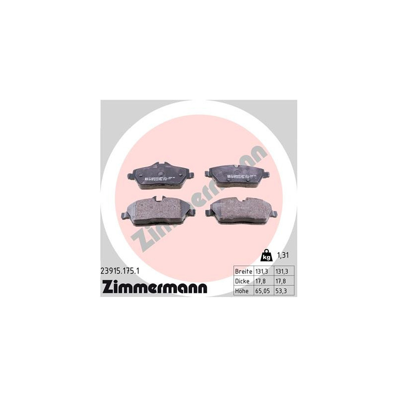 ZIMMERMANN 23915.175.1 Plaquettes de frein