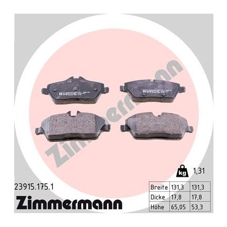 ZIMMERMANN 23915.175.1 Plaquettes de frein