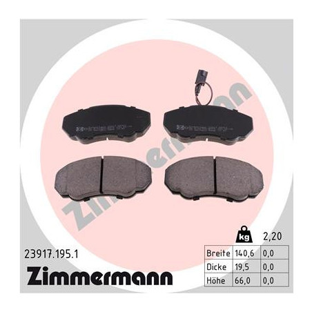 ZIMMERMANN 23917.195.1 Plaquettes de frein Avant pour