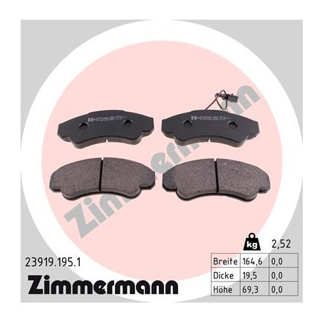 ZIMMERMANN 23919.195.1 Brzdové destičky Přední pro
