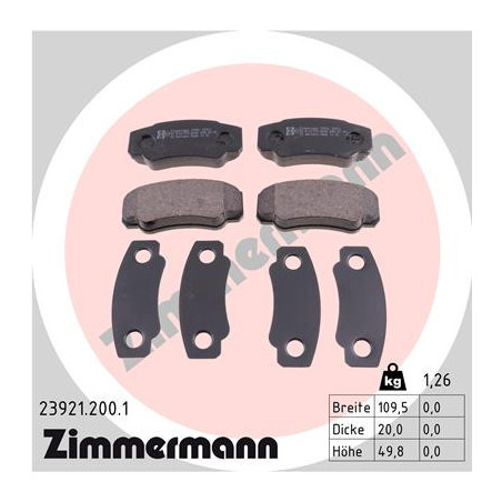 ZIMMERMANN 23921.200.1 Brake Pads Set Rear for