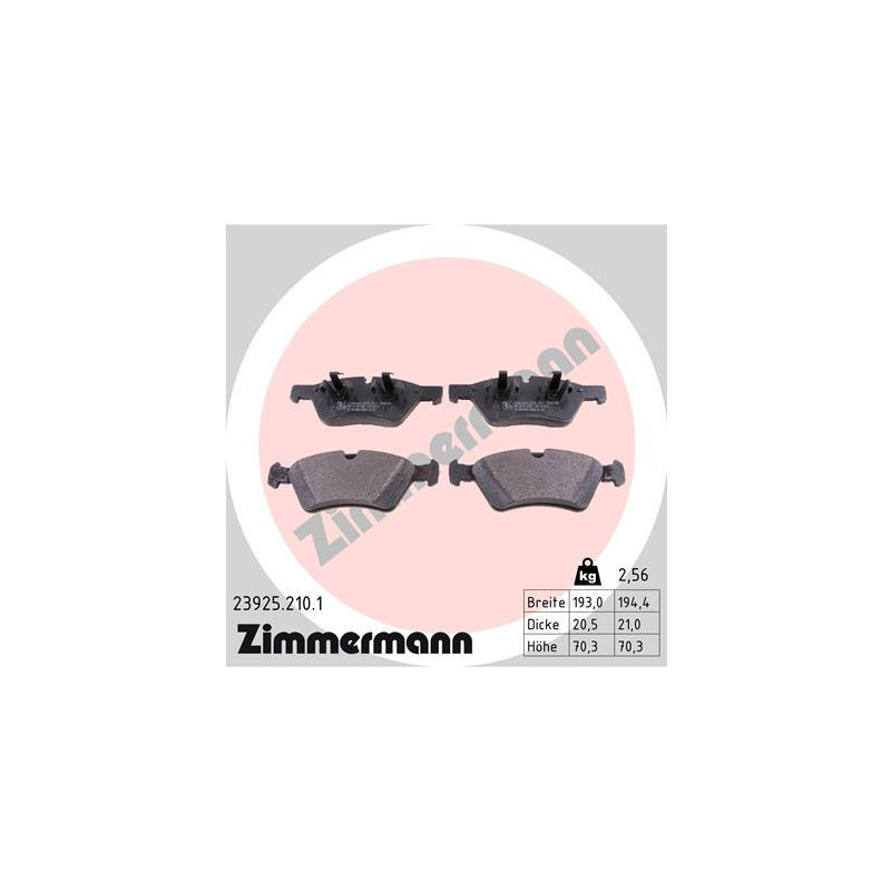 ZIMMERMANN 23925.210.1 Brake Pads Set Front for