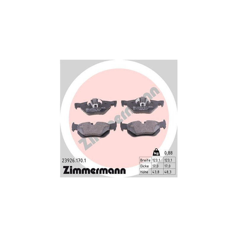 ZIMMERMANN 23926.170.1 Klocki hamulcowe Tył dla