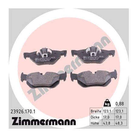 ZIMMERMANN 23926.170.1 Bremsbeläge Hinten für