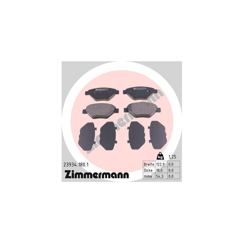 ZIMMERMANN 23934.180.1 Pastiglie freno Anteriore per