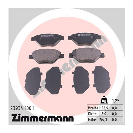 ZIMMERMANN 23934.180.1 Pastillas de freno Delantero para