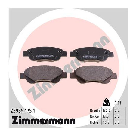 ZIMMERMANN 23959.175.1 Plaquettes de frein Avant pour