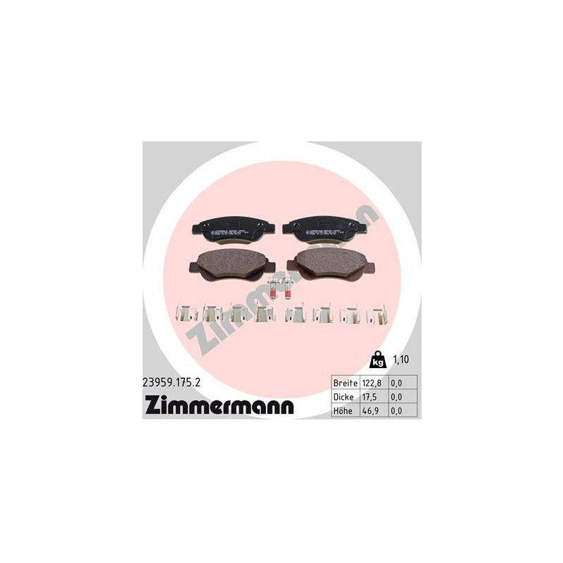 ZIMMERMANN 23959.175.2 Brzdové destičky Přední pro
