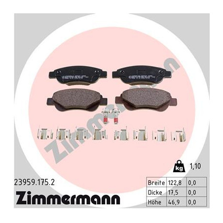ZIMMERMANN 23959.175.2 Brzdové destičky Přední pro