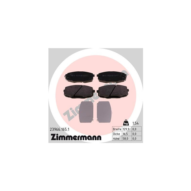 ZIMMERMANN 23966.165.1 Pastiglie freno Anteriore per