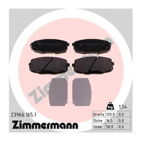 ZIMMERMANN 23966.165.1 Brake Pads Set Front for