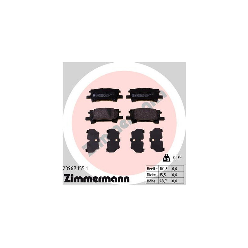 ZIMMERMANN 23967.155.1 Klocki hamulcowe Tył dla
