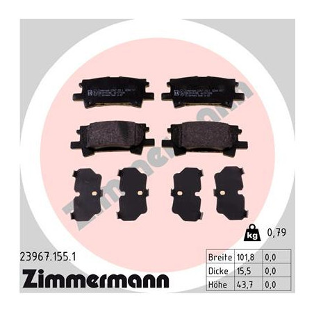 ZIMMERMANN 23967.155.1 Bremsbeläge Hinten für