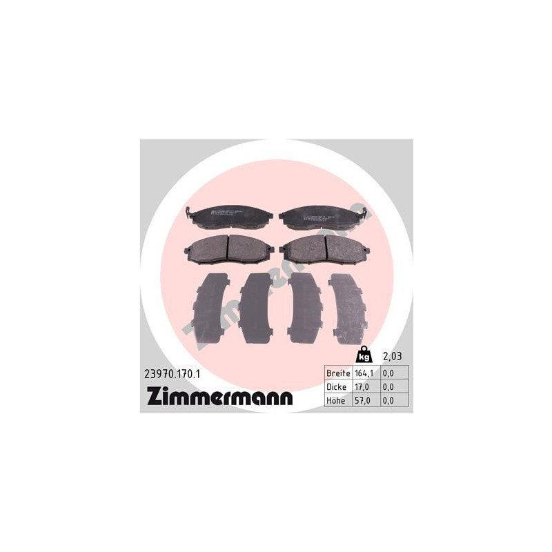 ZIMMERMANN 23970.170.1 Brake Pads Set Front for