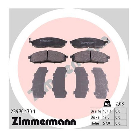 ZIMMERMANN 23970.170.1 Brzdové platničky Predné pre