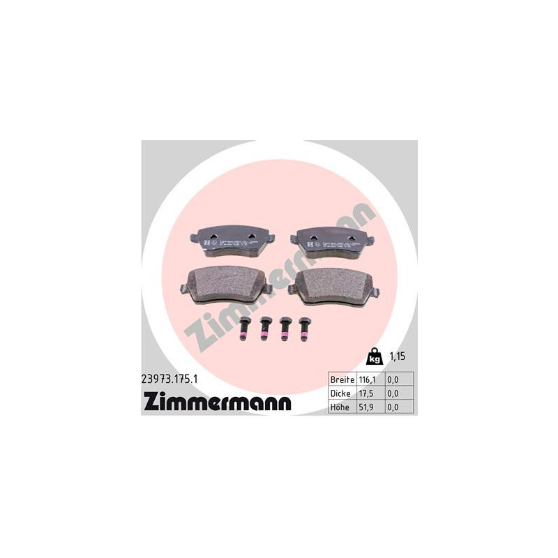 ZIMMERMANN 23973.175.1 Pastillas de freno Delantero para