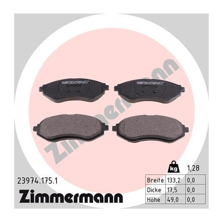 ZIMMERMANN 23974.175.1 Klocki hamulcowe Przód dla
