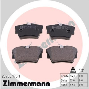 ZIMMERMANN 23980.170.1 Pastillas de freno Trasero para