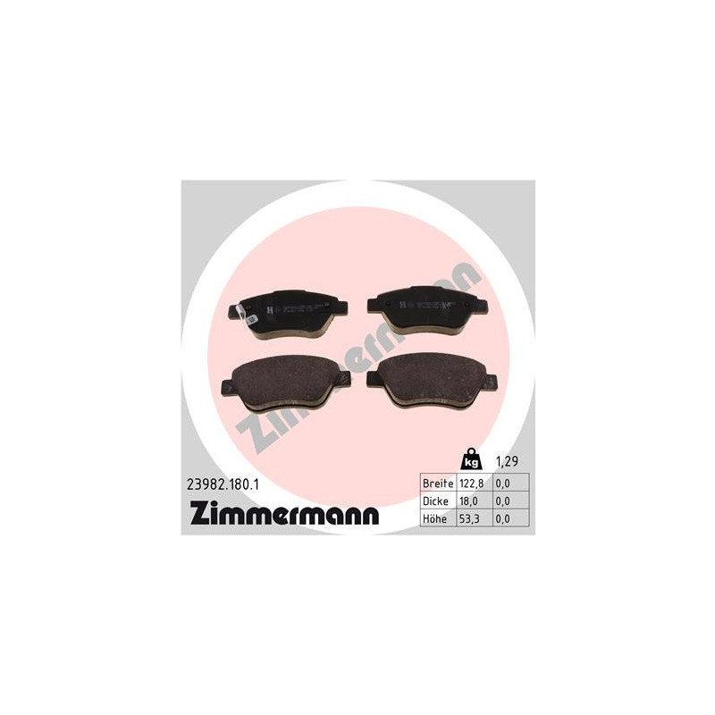ZIMMERMANN 23982.180.1 Klocki hamulcowe Przód dla