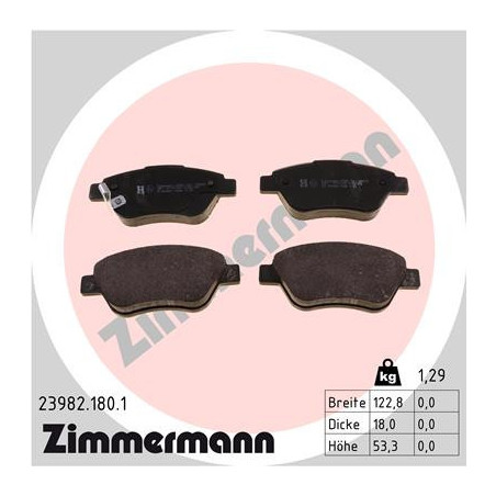 ZIMMERMANN 23982.180.1 Klocki hamulcowe Przód dla