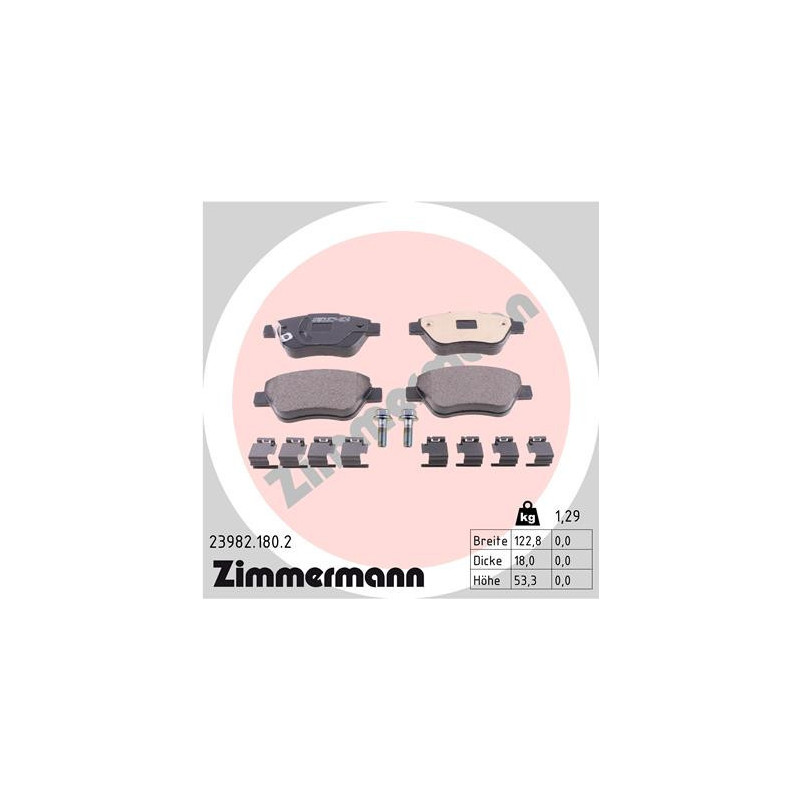 ZIMMERMANN 23982.180.2 Brzdové destičky Přední pro